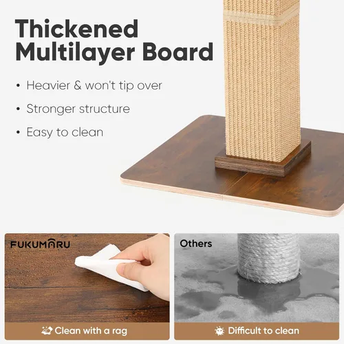 Miniatura 3 de FUKUMARU Poste de Rascado para Gatos, Postes Altos de Estilo Retro con Percha para Gatos de Interior Adultos, Torre de Rascado para Gatos Grandes