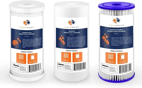 Miniatura 8 de Aquaboon Cartrige de reducción de cloro de 5 micrones, 10 x 4.5 de carbono, y 2 filtros de agua de reducción de sedimentos, repuesto para filtro