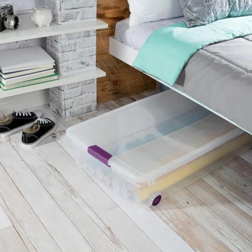Miniatura 4 de Sterilite ClearView - Paquete de 4 cajas de cierre ClearView de 60 cuartos de galón, contenedores organizadores con ruedas con tapas de pestillo