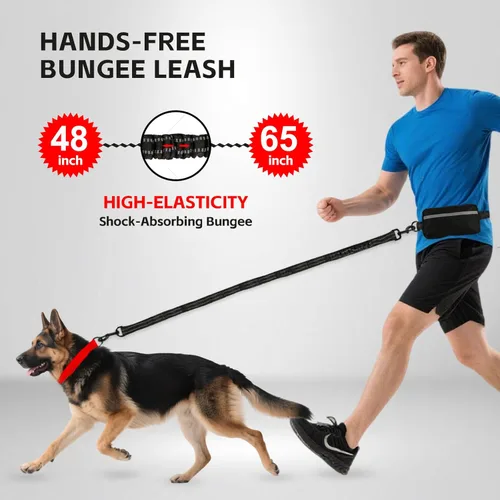 Miniatura 3 de Correa de perro manos libres con cinturón de cintura y bolsa grande, correa de cintura para pasear perros, correr, senderismo y trotar, asas Para 1
