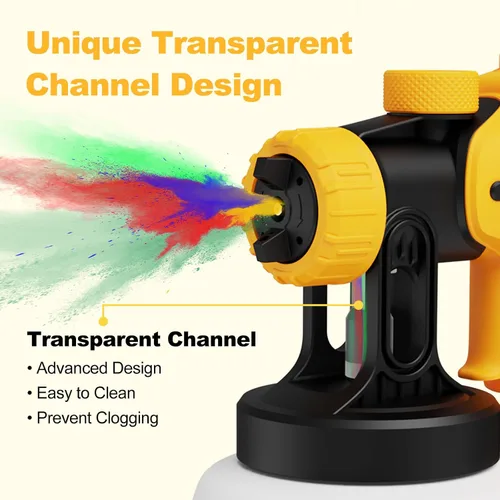 Miniatura 2 de Pulverizador de pintura, pistola de pulverización HVLP de 700 W, actualización 2024, 4 boquillas de cobre y 3 patrones de pulverización, fácil