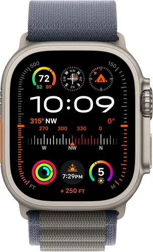 Miniatura 2 de Apple Watch Ultra 2 [GPS + Celular 49 mm] Reloj inteligente con carcasa de titanio resistente y correa Blue Alpine Loop pequeña. Rastreador