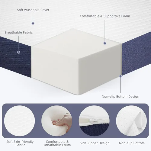 Miniatura 3 de Colchón triple plegable, colchón de espuma plegable de 4 pulgadas con funda transpirable y lavable, cama portátil de invitados para habitación