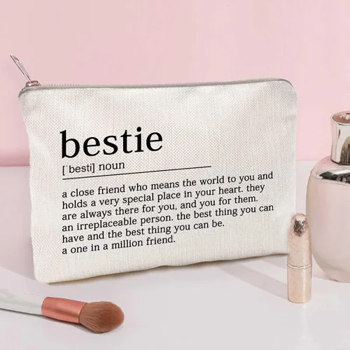 Miniatura 2 de Estuche de maquillaje para mejor amiga, bolsa de cosméticos para ella, para hermana, cumpleaños, neceser, regalo, citas de motivación, regalo