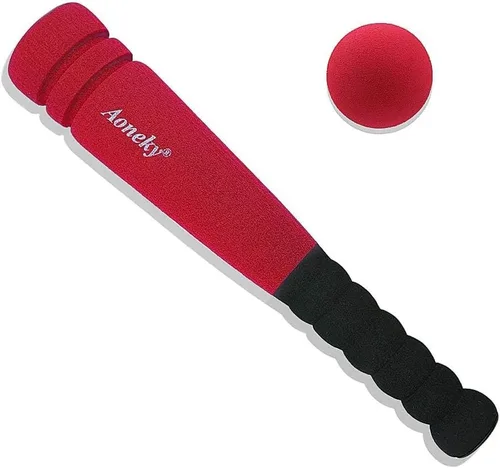 Aoneky Min Foam - Bate de béisbol y pelota para niños pequeños – Juego de bate de bola T suave y súper seguro para interiores para niños de 1 año de