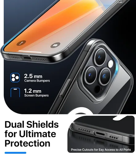 Miniatura 5 de Funda magnética fuerte para iPhone 15 Pro, [probada en caídas de grado militar] [compatible con MagSafe] translúcida mate delgada funda protectora a
