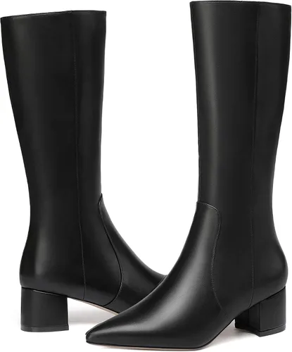 Miniatura 6 de WAYDERNS Botas altas hasta la rodilla de tacón bajo con cremallera mate para mujer, 2 pulgadas