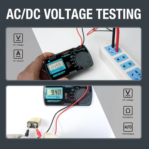Miniatura 4 de all-sun, multímetro digital/DMM/Multi Tester Amp/Ohm/Volt medidor de diodo y prueba de continuidad, pequeño, tamaño de bolsillo