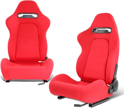 Miniatura 10 de DNA MOTORING RS-JBR-005-BK-RD - 2 asientos de cubo de carreras con respaldo ajustable, ajuste único y riel, compatibles con arnés de 4 puntos, tela