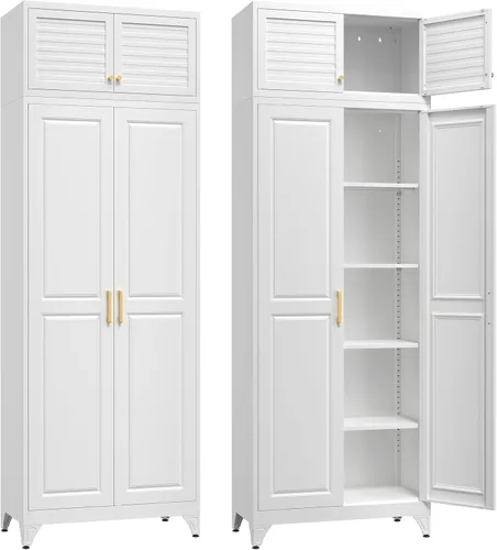Miniatura 20 de SteeLoong - Gabinete de despensa de cocina, gabinetes de almacenamiento de despensa de metal azul de 71" con puertas y 4 estantes ajustables