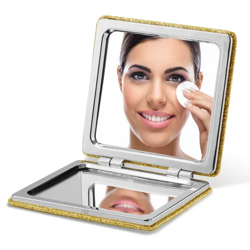 Miniatura 13 de Omiro - Espejo compacto, cuero PU clásico. Ampliación 1x/3x, ultra portátil para el bolsillo, ideal para bolsos y viajes (negro)