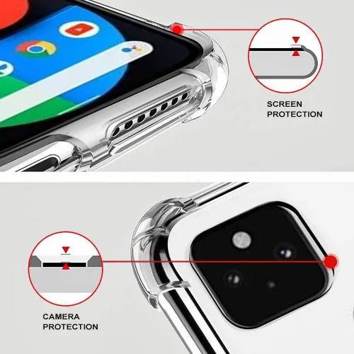 Miniatura 5 de Duro PC Parachoques A Prueba De Golpes Claro Suave Diseño Delgado Patrón De La Cubierta De La Caja Para Google Pixel 5A 5G - Rosa Lindo Cerdo