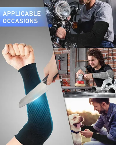 Miniatura 4 de Geyoga 2 pares de mangas protectoras para brazos, resistentes a cortes, ANSI A6, protectores de brazo para piel fina y moretones, para trabajo