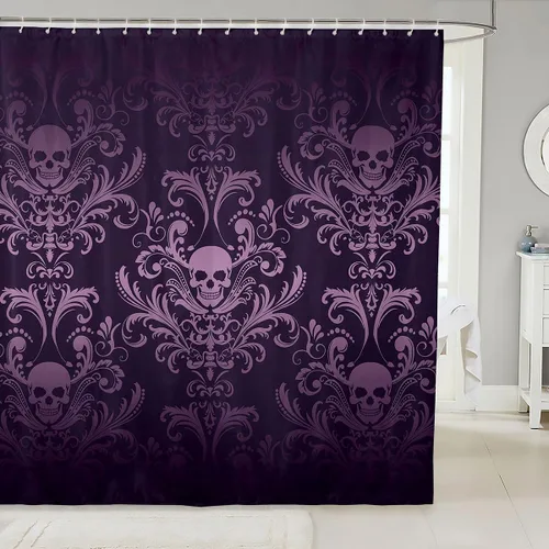 Miniatura 45 de Erosebridal Cortina de ducha para decoración de baño, con estampado de leones y rosas, para niños, adolescentes, niños, niñas, habitación del hogar