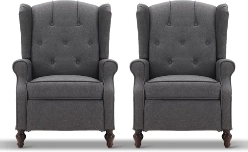 Miniatura 17 de Silla Reclinable Wingback - Sillón Reclinable Acolchado - Silla Reclinable de Masaje con Calor - Sillón Reclinable de Tela Push Back con Control