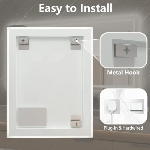 Miniatura 7 de Espejo LED para baño de 20 x 28 pulgadas, espejos de tocador de baño iluminados con luces, espejo antivaho más brillante con iluminación frontal