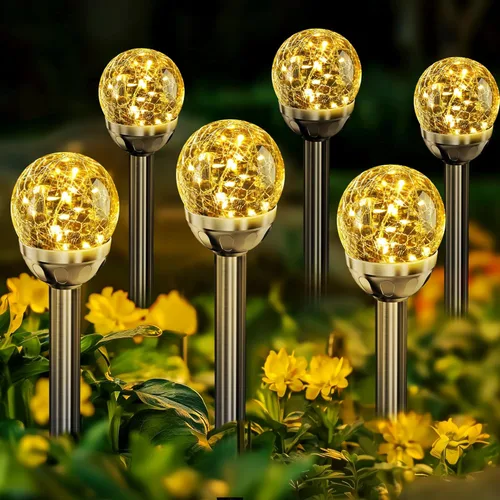 Miniatura 10 de Solpex - Luces solares de jardín para exteriores, paquete de 3 unidades, multicolor, cambio de color y blanco, 2 modos, bola de vidrio alimentada