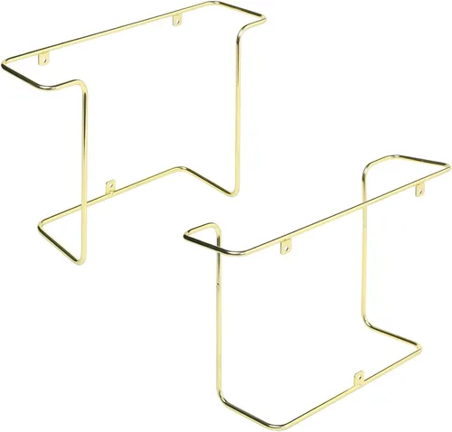 Miniatura 7 de MyGift - Estantes de pared de alambre metálico para discos de vinilo modernos, portadiscos LP colgantes, estantes flotantes para cubiertas de Latón