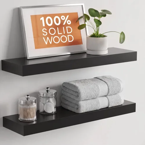 Miniatura 7 de Homeforia Estante flotante blanco de 48 pulgadas, estantes flotantes de madera maciza de alta gama de 48 pulgadas de largo para montaje en pared