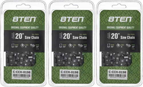 Miniatura 190 de 8TEN Cadena de motosierra semi cincel de 6 pulgadas .050 1/4 42 DL para Worx WG320 Black & Decker LLP120 (paquete de 3)