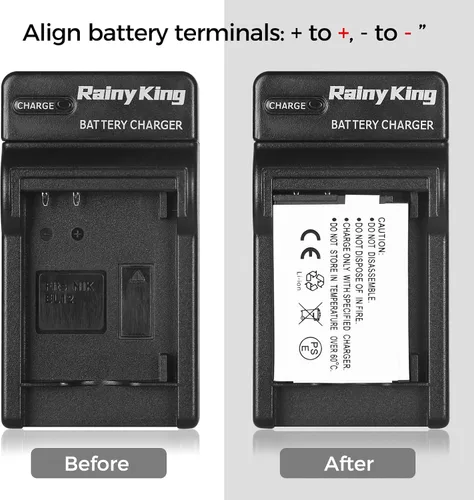 Miniatura 6 de EN-EL12 Cargador de batería para Nikon A900, W300, W300s, S1100pj, S1200pj, AW120, AW120s, AW130, AW130s, P340, S9700, S9700s, S9900 y más