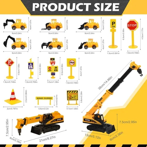 Miniatura 3 de RAYNAG Juego de 16 Piezas de Vehículos para Decoración de Pastel de Construcción, Decoración de Pastel de Construcción, Suministros para Fiesta