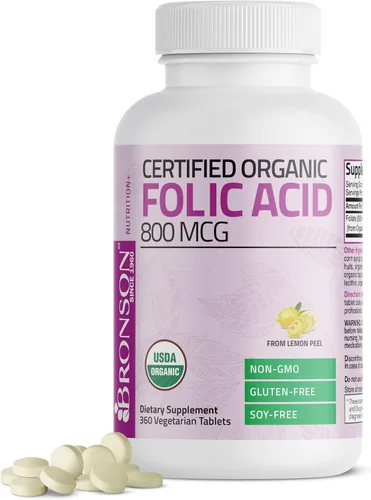 Miniatura 7 de Bronson ácido fólico orgánico, con certificado USDA y Vegetariano, La mejor vitamina prenatal, 1