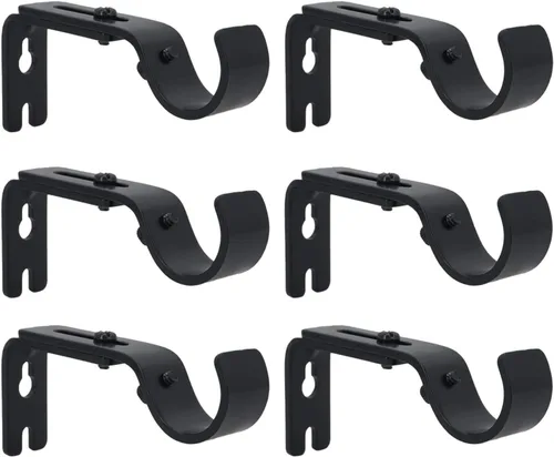 AddGrace Soporte ajustable para barra de cortina de hasta 1 pulgada, soportes resistentes de alta calidad para pared, juego de 6 unidades, color