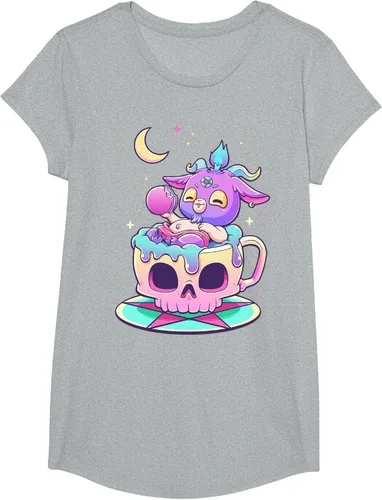 Miniatura 55 de Kawaii Pastel Goth Cute espeluznante Pentáculo Baphomet - Camiseta de cabra, Negro