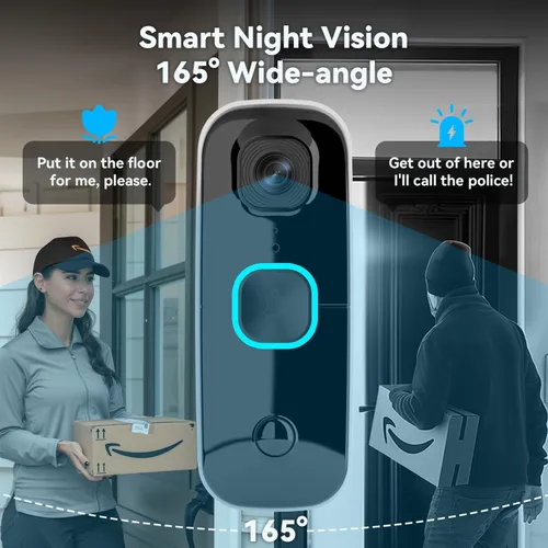 Miniatura 5 de Swann Buddy4K UHD - Timbre de puerta con video inalámbrico y campana Sin tarifa mensual Vista ultraancha de 165° Análisis inteligente Audio