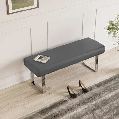 JIEXI Banco de dormitorio, banco tapizado en el extremo de la cama, taburete pequeño de esquina interior con patas de metal, para cocina, entrada,