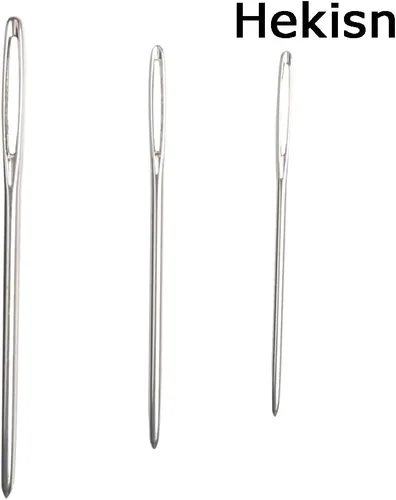 Miniatura 4 de Hekisn Agujas romas de ojo grande, agujas de tejer de hilo de acero inoxidable, agujas de coser, agujas de tejer para manualidades, agujas de tejer