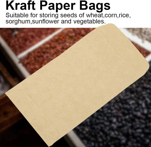 Miniatura 4 de Tyenaza Paquete de 100 bolsas de papel kraft de 6 x 11 pulgadas para almacenamiento de semillas, sobres en blanco, bolsas de papel para semillas