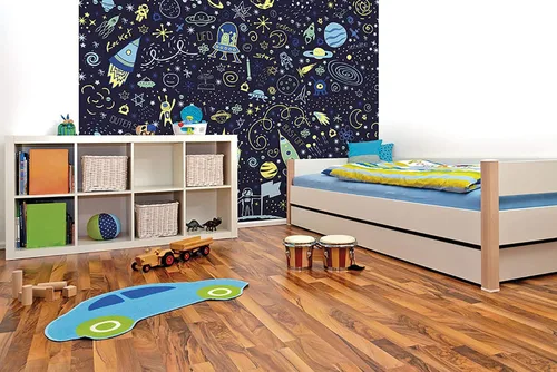 Miniatura 2 de OhPopsi WALS0379 - Mural de pared con dibujo de garabatos espaciales, azul