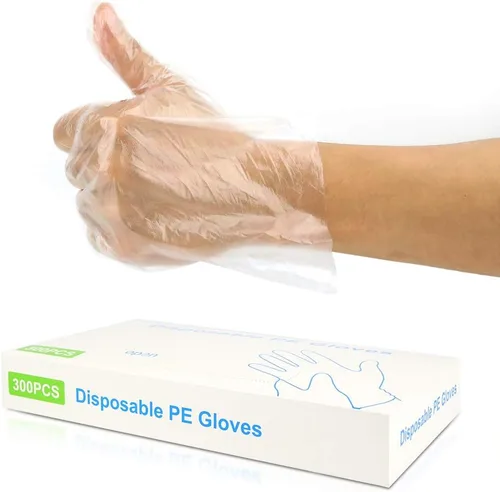 Miniatura 11 de CFGROW 100 guantes de plástico desechables, sin látex, sin polvo, guantes de mano de polietileno transparente, no estériles para limpieza, cocina