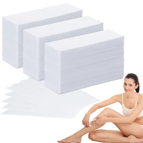 Tiras de cera para depilación, 300 piezas de 1.6 x 3.9 pulgadas, tiras de cera no tejidas para depilación, tiras de papel de cera facial para
