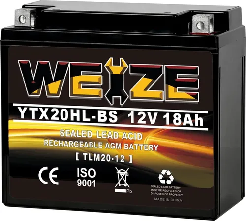Miniatura 10 de Weize YTX20L-BS - Batería de alto rendimiento para deportes de potencia - Sellada, libre de mantenimiento, AGM para motocicleta, ATV, UTV, moto