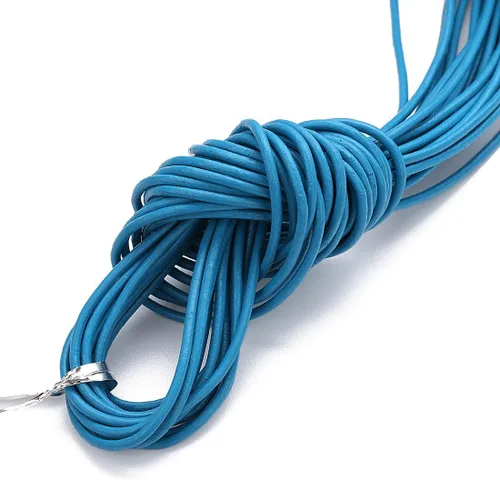 Miniatura 15 de Cuerda redonda de cuero real de 21 yardas, cuerda trenzada de cuero genuino para hacer joyas, collares, pulseras, cordones de zapatos, correas