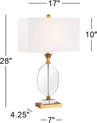 Miniatura 3 de Vienna Full Spectrum Valerie Modern Glam - Lámpara de mesa de lujo de 28 pulgadas de alto, cristal transparente dorado, tela blanca, pantalla
