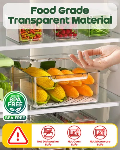 Miniatura 4 de KEMETHY - Paquete de 11 organizadores y almacenamiento para refrigerador, contenedores organizadores apilables para refrigerador, contenedores
