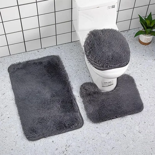 Miniatura 9 de Juego de baño de 3 piezas, tapete de baño ultra suave antideslizante y tapete de baño de felpilla absorbente para bañera, ducha e inodoro (amarillo)