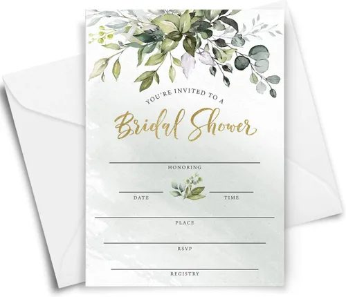 Miniatura 4 de Printed Party Invitaciones y sobres para despedida de soltera, vegetación, juego de 25