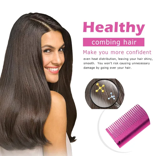 Miniatura 6 de Goiple Peine caliente eléctrico alisador de pelo rosa, peine alisador eléctrico para pelucas de cabello negro natural con diente ancho/cola de rata