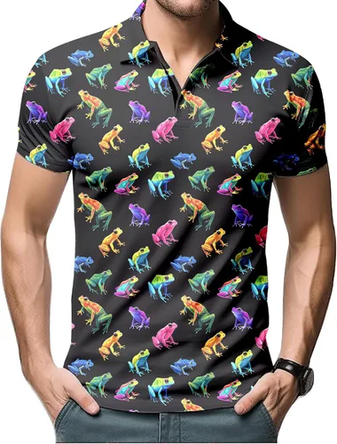 Miniatura 31 de Camisa de golf de los años 80 para hombre, ajuste seco, manga corta, estampada, divertidas, camisas de golf de los años 90 para hombre
