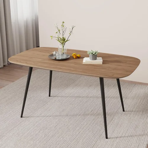 Miniatura 7 de HIPIHOM Mesa de comedor moderna de granja de 47.2 pulgadas, mesa de comedor rectangular de madera con patas de metal para 4 personas para comedor