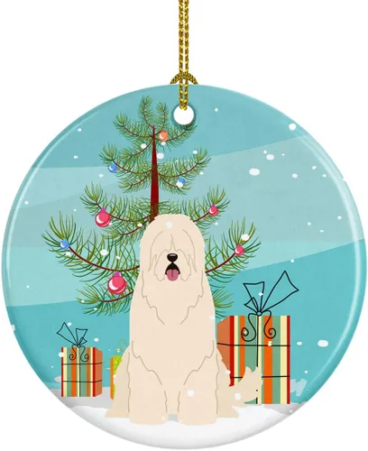 Miniatura 101 de Caroline's Treasures Adorno de cerámica para árbol de Navidad, Laika Spitz de Siberia Occidental, decoración colgante para árbol de Navidad