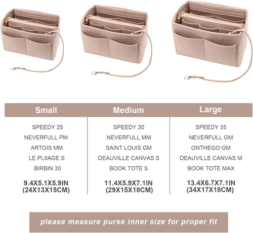 Miniatura 5 de Surblue Organizador de bolso para bolsos, organizador de bolsas de fieltro para bolso, organizador de bolsas de mano, inserto moldeador