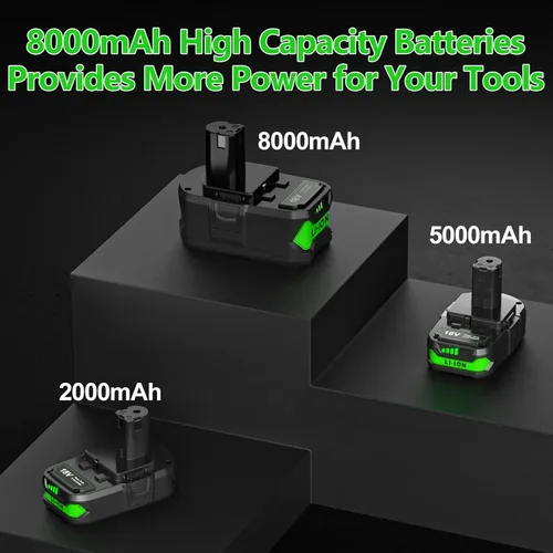 Miniatura 6 de Paquete de 2 baterías de repuesto de 8.0Ah para batería Ryobi de 18 V con cargador P117 de litio compatible con Ryobi 18 voltios ONE+ Plus P102 P103