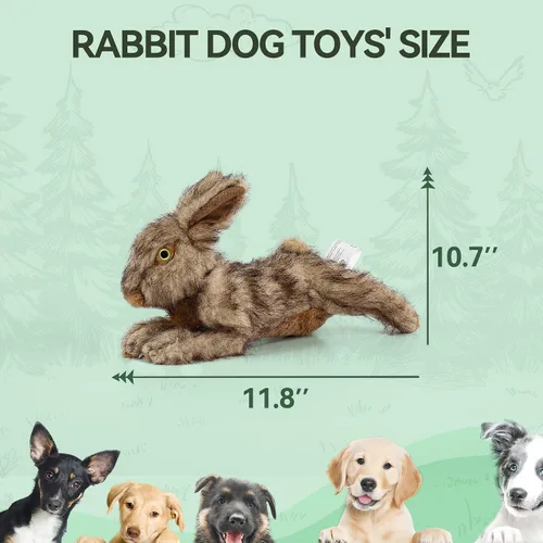 Miniatura 2 de ALL FOR PAWS Juguete Clásico de Conejo Chirriante para Perro, Juguete de Conejo para Perros de Raza Mediana y Grande, Juguete de Buscar