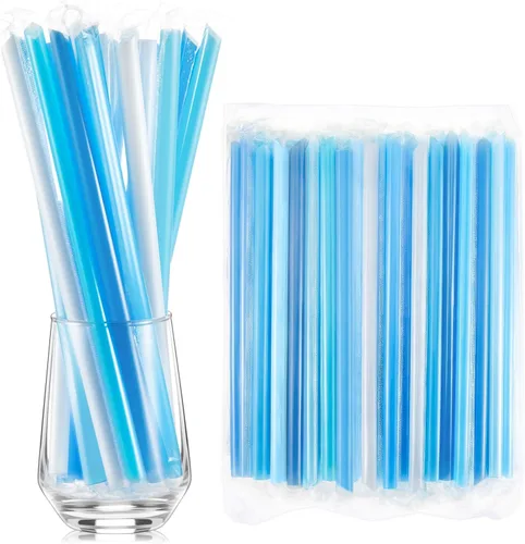 Miniatura 23 de Tessco for you 600 piezas de 25 cm de pajitas jumbo para batidos a granel de 10 mm de plástico desechable con burbujas de té de boca ancha envueltas
